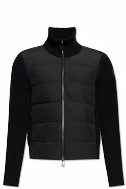 Moncler CZARNY Kardigan z pikowanym przodem