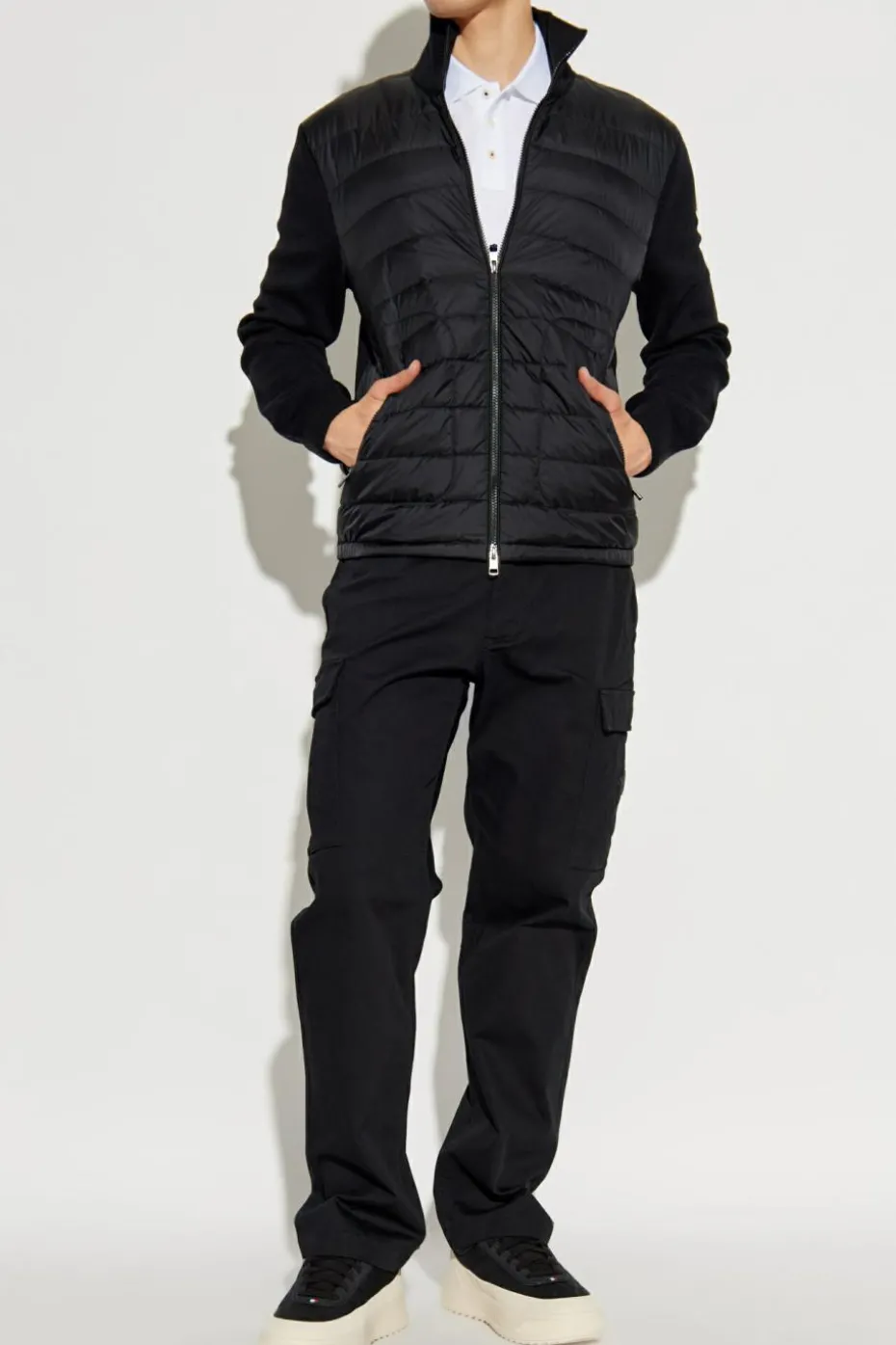 Moncler CZARNY Kardigan z puchowym przodem