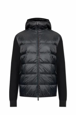 Moncler CZARNY Kardigan z puchową wstawką