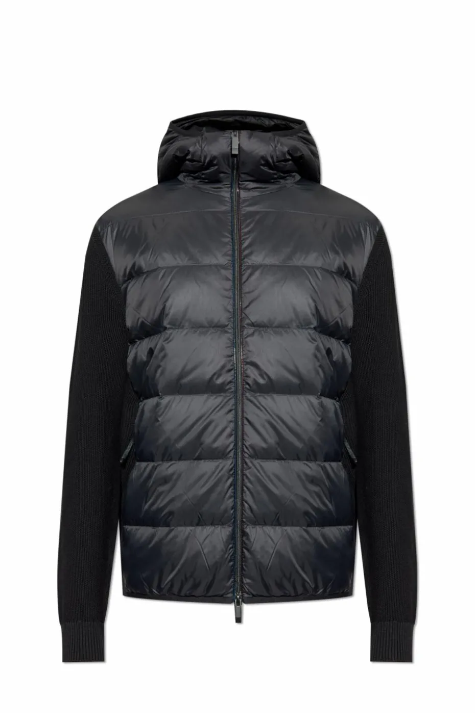 Moncler CZARNY Kardigan z puchową wstawką
