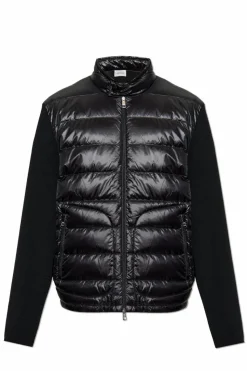 Moncler CZARNY Kardigan z puchową wstawką