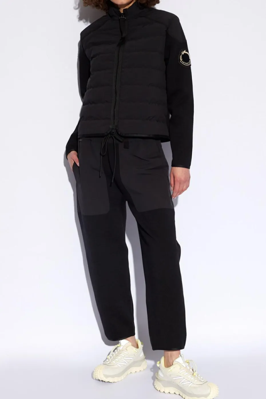 Moncler CZARNY Kardigan z puchowym przodem