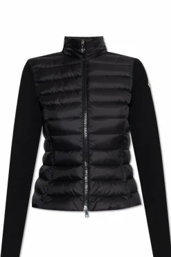 Moncler CZARNY Kardigan z pikowanym przodem