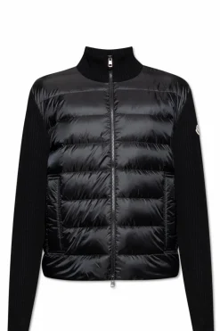 Moncler CZARNY Kardigan z pikowanym przodem