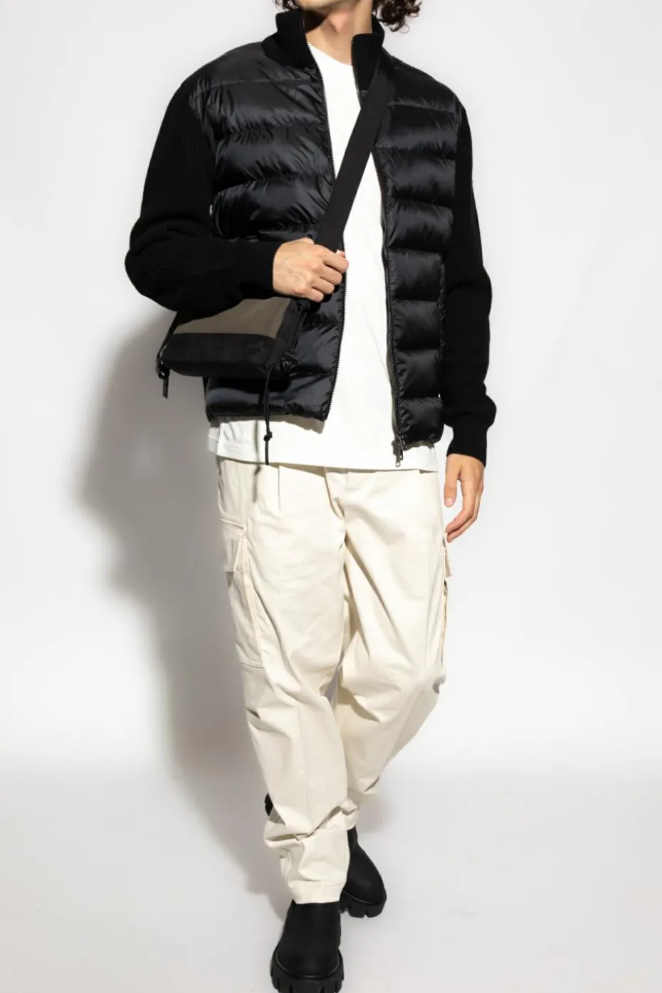 Moncler CZARNY Kardigan z pikowanym przodem