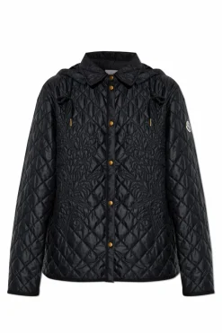 Moncler CZARNY Pikowana kurtka z odpinanym kapturem