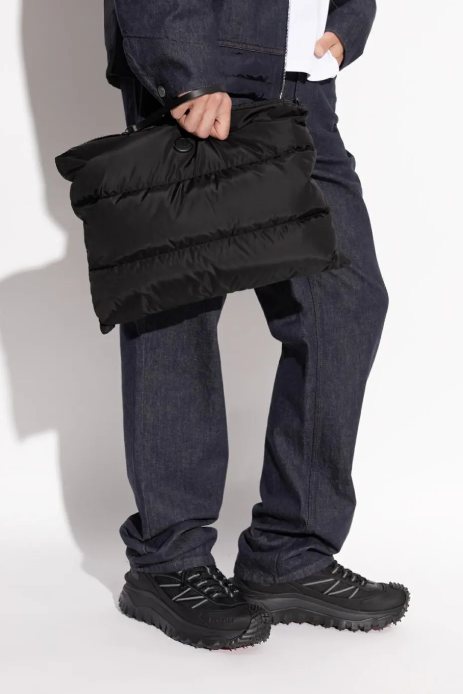 Moncler CZARNY Pikowana torba z logo