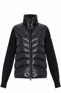 Moncler CZARNY Pikowany puchowy kardigan