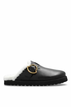 Moncler CZARNY Skórzane klapki