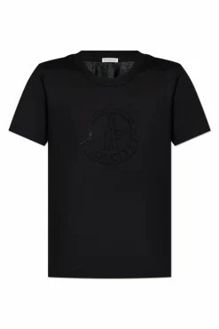 Moncler CZARNY T-shirt z logo