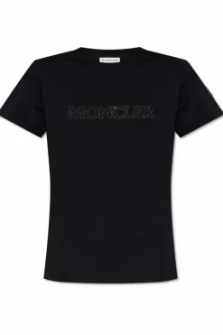 Moncler CZARNY T-shirt z logo