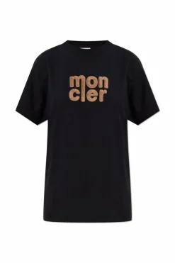 Moncler CZARNY T-shirt z logo
