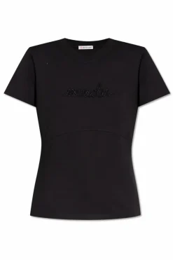 Moncler CZARNY T-shirt z logo