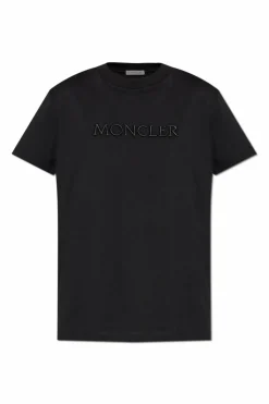 Moncler CZARNY T-shirt z logo