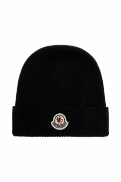 Moncler CZARNY Wełniana czapka