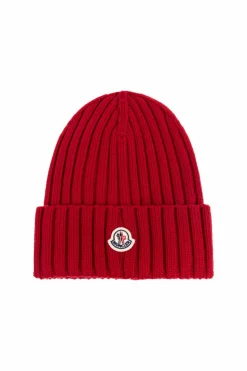 Moncler CZERWONY Wełniana czapka