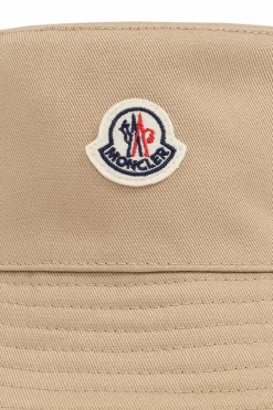 Moncler Enfant beżowy Bawełniany kapelusz z logo