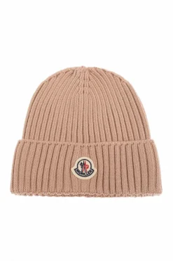 Moncler Enfant beżowy Czapka z naszywką z logo