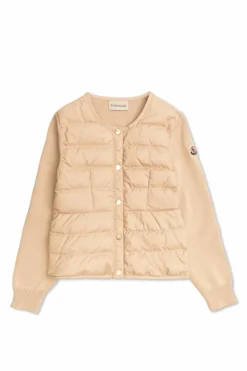 Moncler Enfant beżowy Kardigan z pikowanym przodem