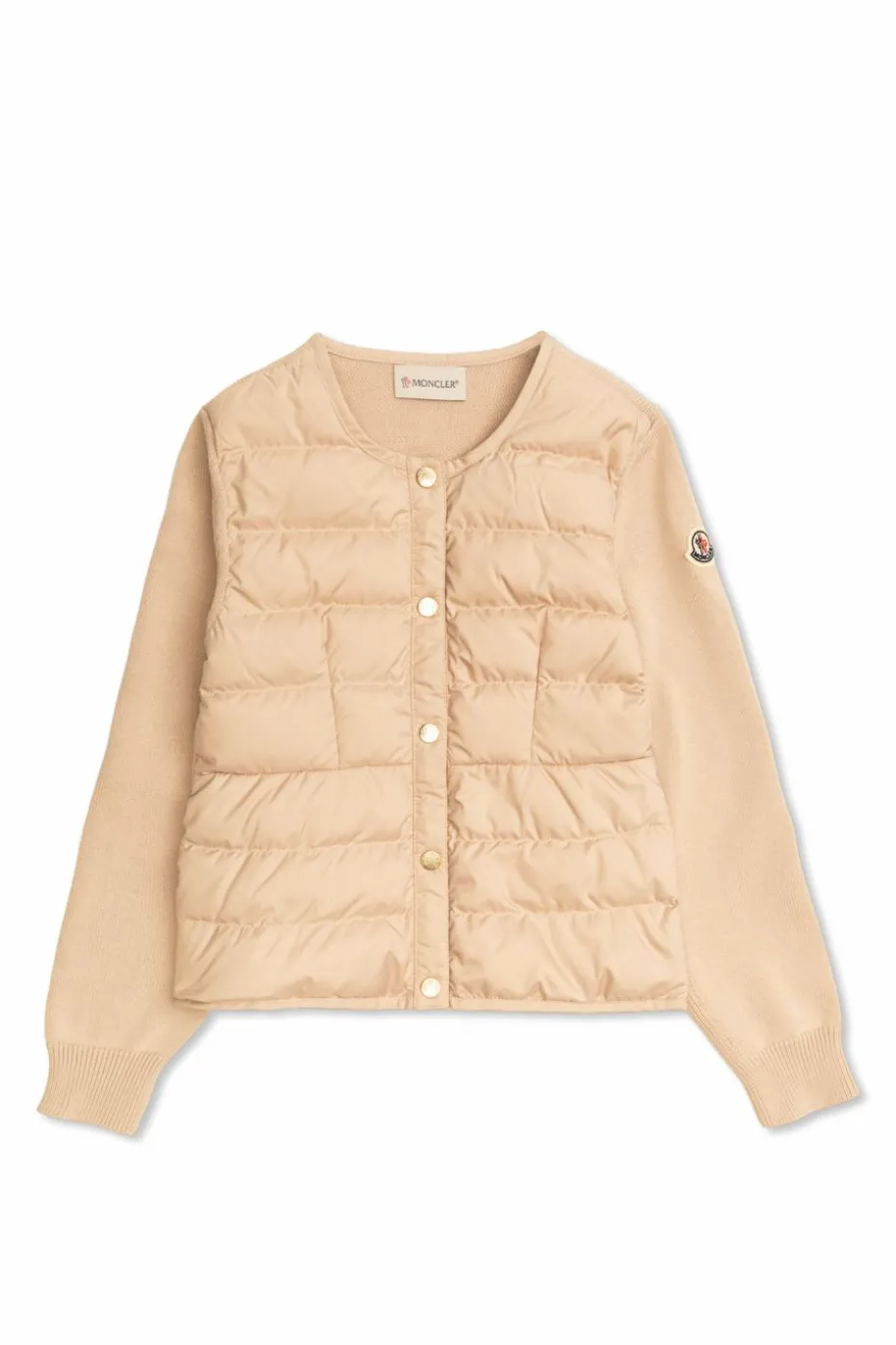 Moncler Enfant beżowy Kardigan z pikowanym przodem
