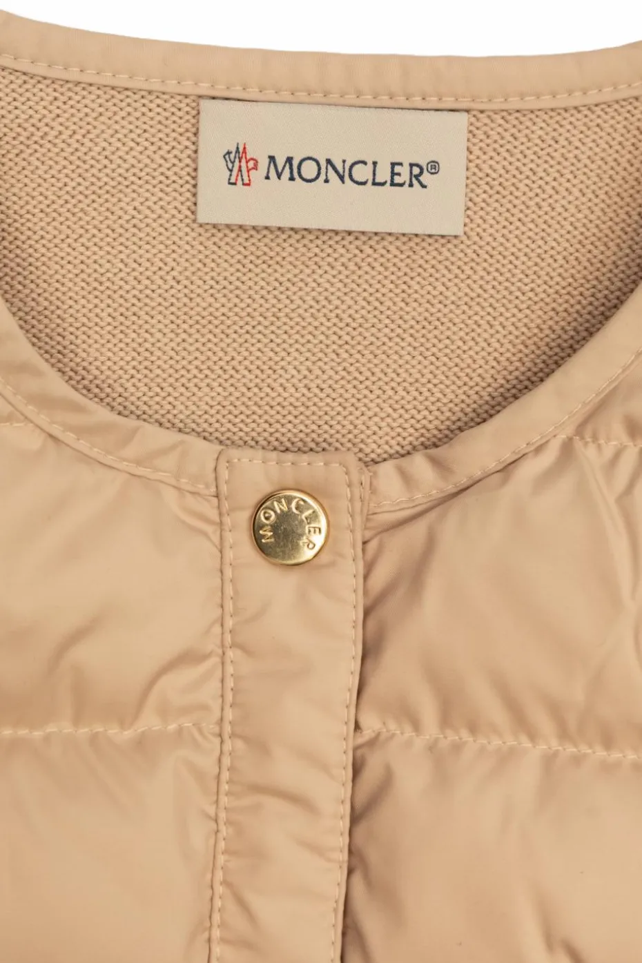 Moncler Enfant beżowy Kardigan z pikowanym przodem