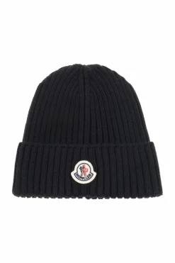 Moncler Enfant CZARNY Czapka z naszywką z logo
