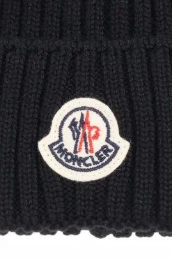 Moncler Enfant CZARNY Czapka z naszywką z logo