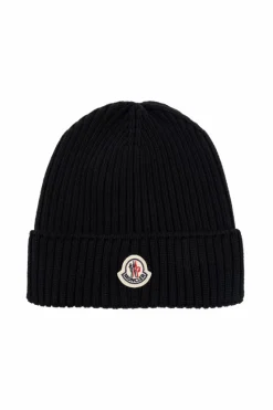 Moncler Enfant CZARNY Czapka z naszywką z logo