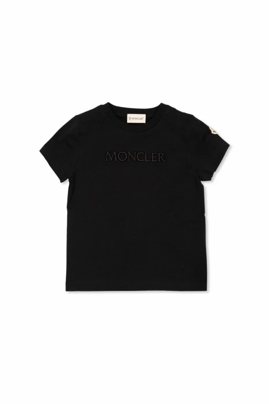 Moncler Enfant CZARNY T-shirt z wyszytym logo