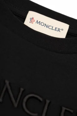 Moncler Enfant CZARNY T-shirt z wyszytym logo