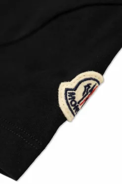 Moncler Enfant CZARNY T-shirt z wyszytym logo