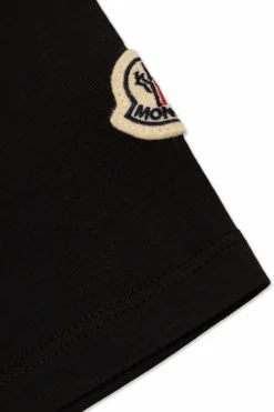 Moncler Enfant CZARNY T-shirt z cekinowym logo