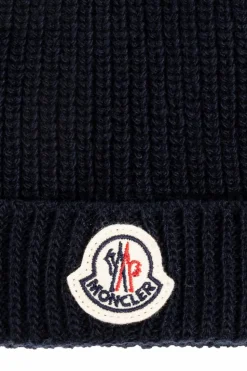 Moncler Enfant GRANATOWY Wełniana czapka
