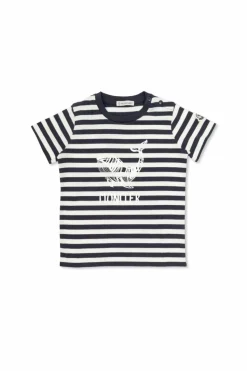 Moncler Enfant GRANATOWY T-shirt ze wzorem w pasy
