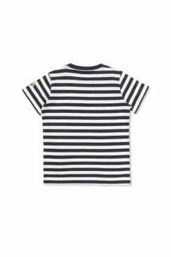 Moncler Enfant GRANATOWY T-shirt ze wzorem w pasy