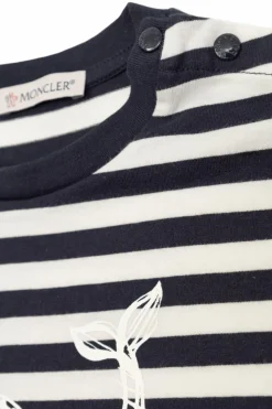 Moncler Enfant GRANATOWY T-shirt ze wzorem w pasy