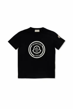Moncler Enfant GRANATOWY T-shirt z logo