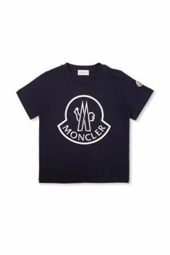 Moncler Enfant GRANATOWY Bawełniany t-shirt z logo