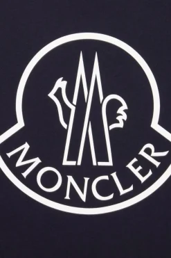 Moncler Enfant GRANATOWY Bawełniany t-shirt z logo