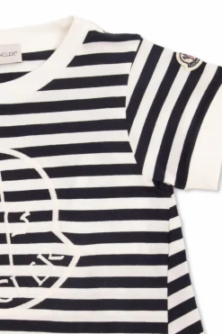 Moncler Enfant GRANATOWY T-shirt w paski