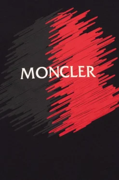 Moncler Enfant GRANATOWY T-shirt z nadrukowanym logo