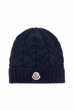 Moncler Enfant GRANATOWY Wełniana czapka