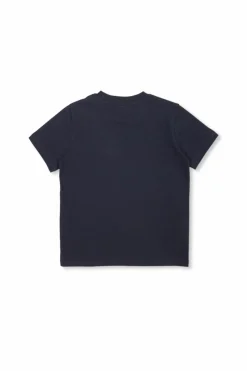 Moncler Enfant GRANATOWY Bawełniany t-shirt z logo