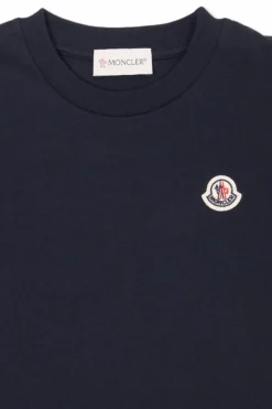 Moncler Enfant GRANATOWY Bawełniany t-shirt z logo