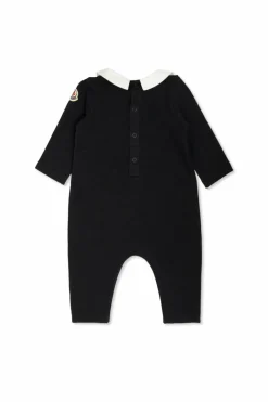 Moncler Enfant GRANATOWY Pajacyk niemowlęcy z wyszytym logo