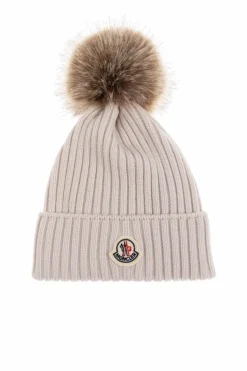 Moncler Enfant kremowy Czapka z pomponem