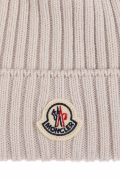 Moncler Enfant kremowy Czapka z pomponem