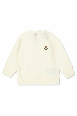 Moncler Enfant kremowy Kaszmirowy sweter z naszywką z logo