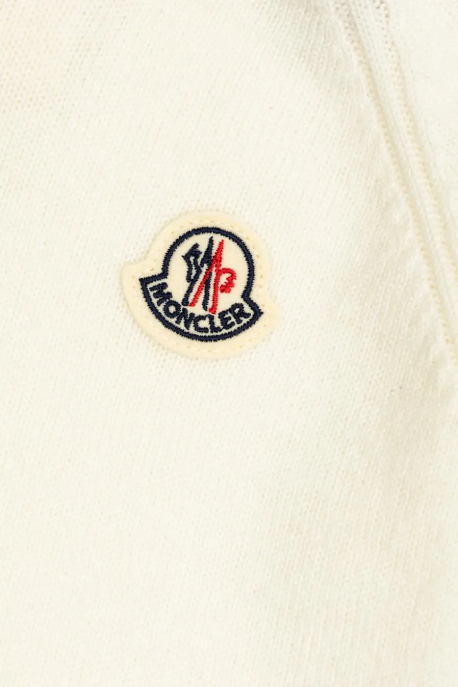 Moncler Enfant kremowy Kaszmirowy sweter z naszywką z logo
