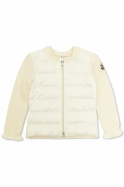 Moncler Enfant kremowy Kardigan z puchową wstawką